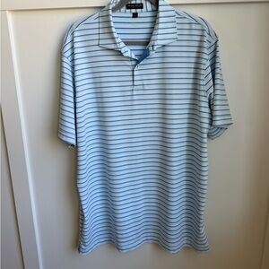 Peter Millar Blue and White Striped Polo - Excellent Condition